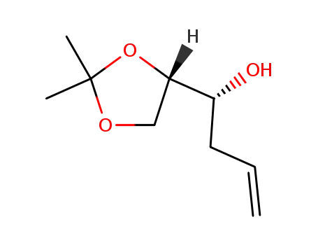 Molecular Structure of 142561-89-5 ((R)-1-((S)-2,2-dimethyl-1,3-dioxolan-4-yl)but-3-en-1-ol)