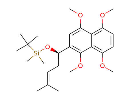 Molecular Structure of 135504-93-7 ((R)-tert-butyldimethyl-(4-methyl-1-(1,4,5,8-tetramethoxynaphthalen-2-yl)pent-3-enyloxy)silane)