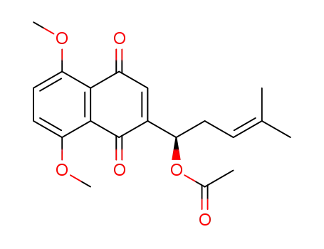 Molecular Structure of 824958-96-5 (1,4-Naphthalenedione,
2-[(1R)-1-(acetyloxy)-4-methyl-3-pentenyl]-5,8-dimethoxy-)
