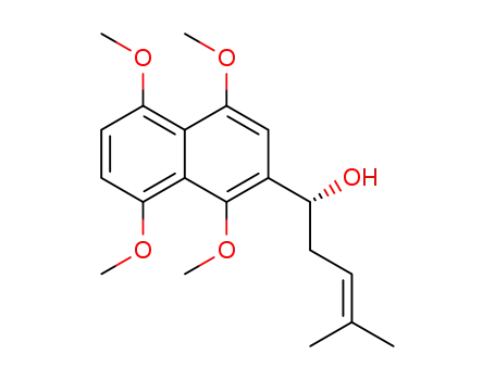 Molecular Structure of 197573-96-9 ((1R)-4-methyl-1-(1,4,5,8-tetramethoxynaphthalen-2-yl)pent-3-en-1-ol)
