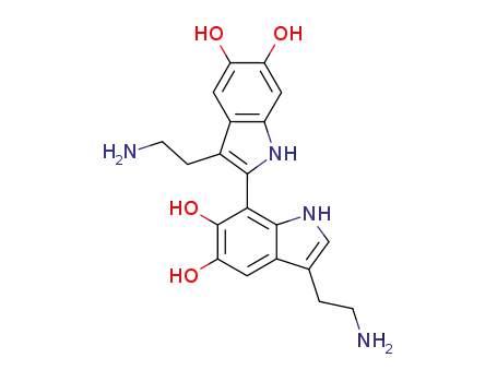 Molecular Structure of 129176-08-5 ([2,7'-Bi-1H-indole]-5,5',6,6'-tetrol,3,3'-bis(2-aminoethyl)-)