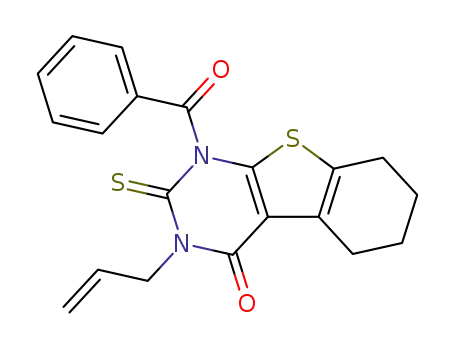 Molecular Structure of 101515-78-0 (1-benzoyl-2-thio-3-allyl-4-oxo-3,4,5,6,7,8-hexahydrobenzo<b>thieno<2,3-d>pyrimidine)