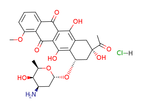 5,12-Naphthacenedione,8-acetyl-10-[(3-amino-2,3,6-trideoxy-a-D-arabino-hexopyranosyl)oxy]-7,8,9,10-tetrahydro-6,8,11-trihydroxy-1-methoxy-,hydrochloride, (8S-cis)- (9CI) cas  76793-43-6