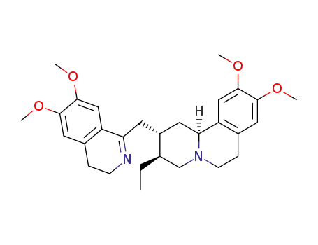 Molecular Structure of 40752-81-6 ((2S,3S,11bS)-2-(6,7-Dimethoxy-3,4-dihydro-isoquinolin-1-ylmethyl)-3-ethyl-9,10-dimethoxy-1,3,4,6,7,11b-hexahydro-2H-pyrido[2,1-a]isoquinoline)