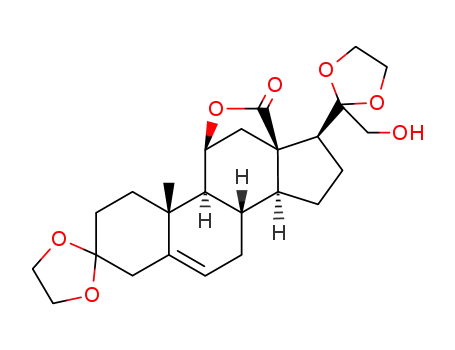 Molecular Structure of 86698-82-0 (3,3;20,20-bis-ethanediyldioxy-11β,21-dihydroxy-pregn-5-en-18-oic acid-11-lactone)