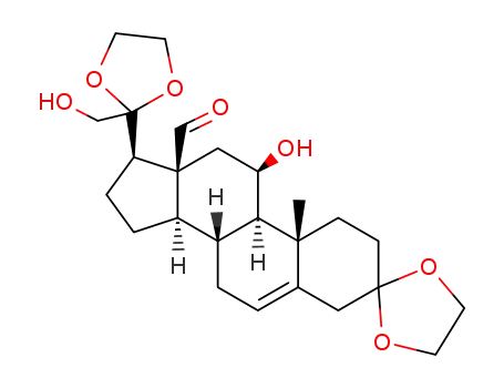 Molecular Structure of 124537-57-1 (3,3;20,20-bis-ethanediyldioxy-11β,21-dihydroxy-pregn-5-en-18-al)