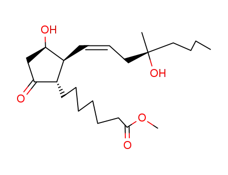 Molecular Structure of 59122-49-5 (Prost-13-en-1-oic acid,11,16-dihydroxy-16-methyl-9-oxo-,methyl ester,(11R,13E,16S)- )