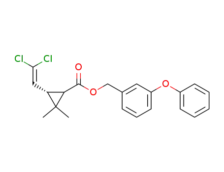 Molecular Structure of 54774-47-9 (3-phenoxybenzyl (1S,3R)-3-(2,2-dichloroethenyl)-2,2-dimethylcyclopropanecarboxylate)