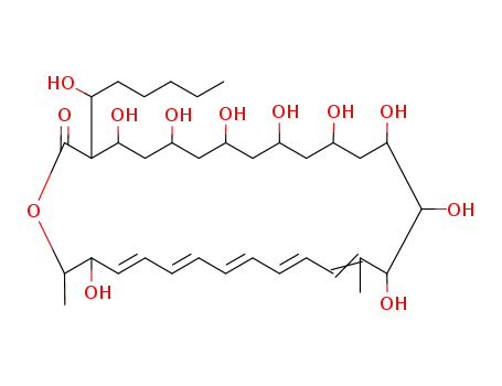 Molecular Structure of 78361-81-6 (Oxacyclooctacosa-17,19,21,23,25-pentaen-2-one,4,6,8,10,12,14,15,16,27-nonahydroxy-3-(1-hydroxyhexyl)-17,28-dimethyl- (9CI))