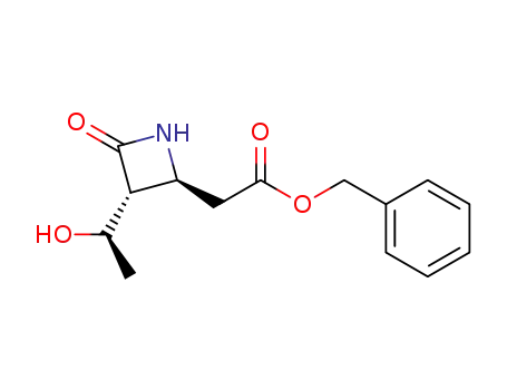 Molecular Structure of 77120-96-8 (benzyl <trans-(2RS,3SR)-3-<(1SR)-hydroxyethyl>-4-oxoazetidin-2-yl> acetate)