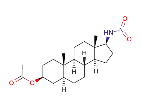 Molecular Structure of 86270-21-5 (17β-nitroamino-5α-androstan-3β-yl acetate)