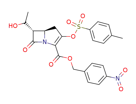 Molecular Structure of 77396-81-7 ((5R,6S)-6-(1-Hydroxy-ethyl)-7-oxo-3-(toluene-4-sulfonyloxy)-1-aza-bicyclo[3.2.0]hept-2-ene-2-carboxylic acid 4-nitro-benzyl ester)