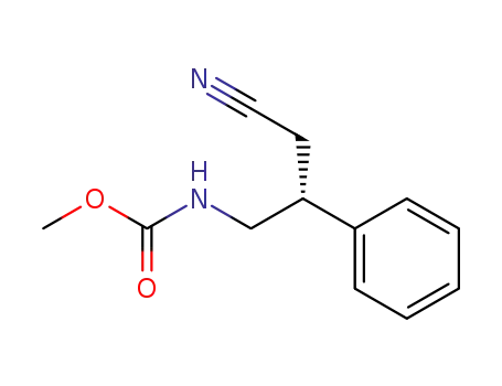 Molecular Structure of 321125-73-9 (((R)-3-Cyano-2-phenyl-propyl)-carbamic acid methyl ester)