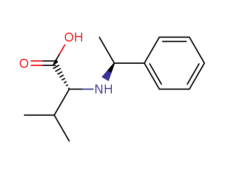 Molecular Structure of 42454-74-0 ((R)-3-Methyl-2-((S)-1-phenyl-ethylamino)-butyric acid)