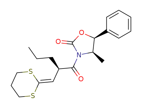 Molecular Structure of 147725-30-2 ((4R,5S)-3-<1-oxo-3-(1,3-dithian-2-ylidene)-2-propylpropyl>-4-methyl-5-phenyl-2-oxazolidinone)