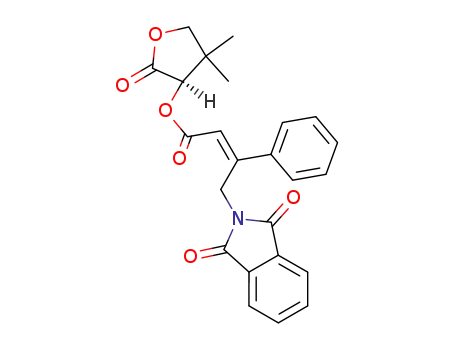 Molecular Structure of 129371-91-1 ((R)-(-)-2-(3,3-dimethylbutyro-1,4-lactonyl) Z-3-phenyl-4-phthalimidobut-2-enoate)