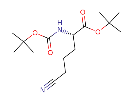 Molecular Structure of 672294-57-4 (Pentanoic acid, 5-cyano-2-[[(1,1-dimethylethoxy)carbonyl]amino]-,
1,1-dimethylethyl ester, (2S)-)