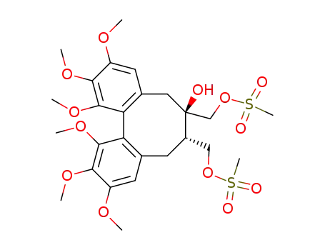 Molecular Structure of 143552-06-1 (Methanesulfonic acid (6S,7R)-7-hydroxy-7-methanesulfonyloxymethyl-1,2,3,10,11,12-hexamethoxy-5,6,7,8-tetrahydro-dibenzo[a,c]cycloocten-6-ylmethyl ester)
