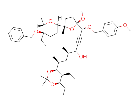 (1R,5R,7S)-1-[(S)-5-((2R,5R,6S)-5-Benzyloxy-5-ethyl-6-methyl-tetrahydro-pyran-2-yl)-2-methoxy-5-methyl-tetrahydro-furan-2-yl]-7-((4S,5S,6R)-5,6-diethyl-2,2-dimethyl-[1,3]dioxan-4-yl)-1-(4-methoxy-benzyloxy)-5-methyl-oct-2-yn-4-ol