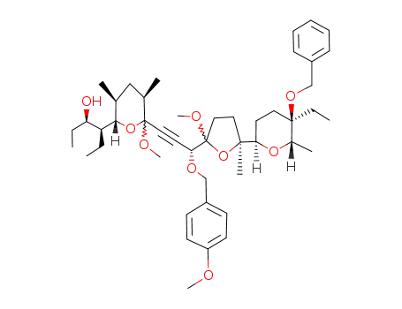 (3R,4S)-4-{(2S,3S,5R)-6-[(R)-3-[(S)-5-((2R,5R,6S)-5-Benzyloxy-5-ethyl-6-methyl-tetrahydro-pyran-2-yl)-2-methoxy-5-methyl-tetrahydro-furan-2-yl]-3-(4-methoxy-benzyloxy)-prop-1-ynyl]-6-methoxy-3,5-dimethyl-tetrahydro-pyran-2-yl}-hexan-3-ol