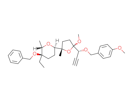 2H-Pyran,
3-ethyltetrahydro-2-methyl-3-(phenylmethoxy)-6-[tetrahydro-5-methoxy-5
-[1-[(4-methoxyphenyl)methoxy]-2-propynyl]-2-methyl-2-furanyl]-