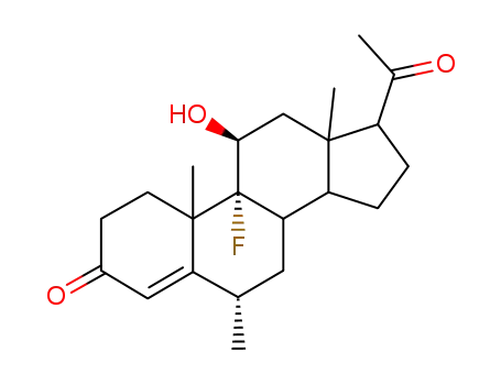 Molecular Structure of 378-38-1 (9-fluoro-11beta-hydroxy-6alpha-methylpregn-4-ene-3,20-dione)