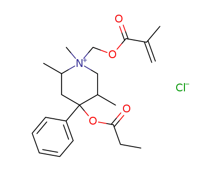 Molecular Structure of 91418-06-3 (Piperidinium,
1,2,5-trimethyl-1-[[(2-methyl-1-oxo-2-propenyl)oxy]methyl]-4-(1-oxoprop
oxy)-4-phenyl-, chloride)