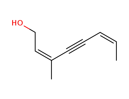 Molecular Structure of 122304-97-6 (3-methyl-2(Z),6(Z)-octadien-4-yn-1-ol)