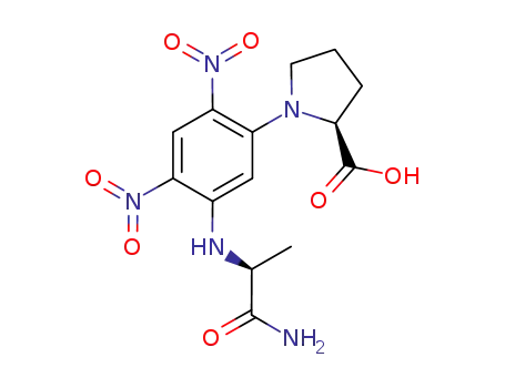 Molecular Structure of 128425-02-5 (L-Proline, 1-[5-[(2-amino-1-methyl-2-oxoethyl)amino]-2,4-dinitrophenyl]-,
(S)-)