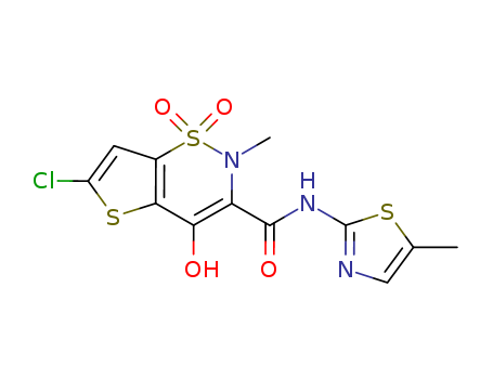 2H-Thieno[2,3-e]-1,2-thiazine-3-carboxamide,
6-chloro-4-hydroxy-2-methyl-N-(5-methyl-2-thiazolyl)-, 1,1-dioxide