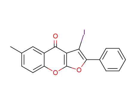 Molecular Structure of 1279109-11-3 (3-iodo-6-methyl-2-phenyl-4H-furo[2,3-b]benzopyran-4-one)