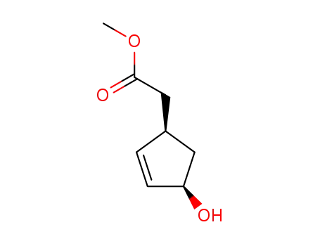 Molecular Structure of 426225-93-6 (METHYL (1R,4R)-4-(HYDROXYMETHYL)CYCLOPENT-2-ENE-1-CARBOXYLATE)