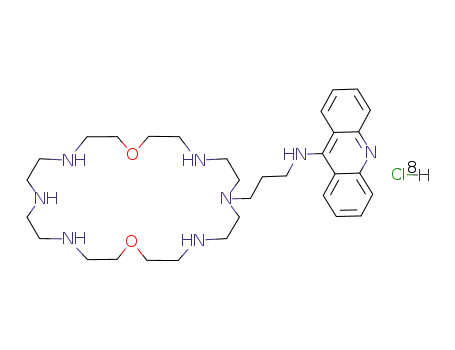 Molecular Structure of 117576-36-0 (Acridin-9-yl-[3-(1,13-dioxa-4,7,10,16,19,22-hexaaza-cyclotetracos-7-yl)-propyl]-amine; hydrochloride)