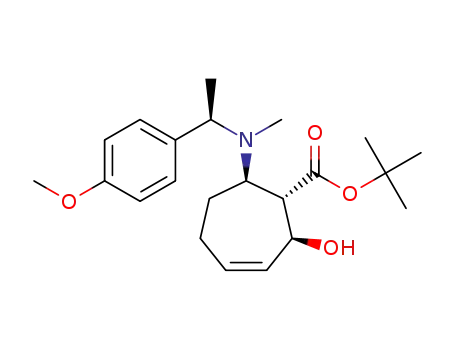 Molecular Structure of 1393359-52-8 (tert-butyl (1S,2S,7R)-2-hydroxy-7-{[(1R)-1-(4-methoxyphenyl)ethyl](methyl)amino}cyclohept-3-ene-1-carboxylate)