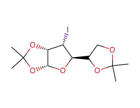 Molecular Structure of 67337-61-5 (3-deoxy-3-iodo-1,2:5,6-di-O-isopropylidene-α-D-allofuranose)