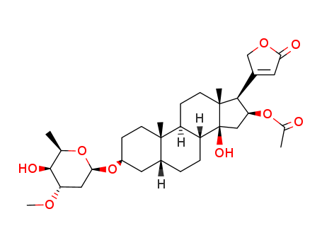 Card-20(22)-enolide,16-(acetyloxy)-3-[(2,6-dideoxy-3-O-methyl-a-L-arabino-hexopyranosyl)oxy]-14-hydroxy-, (3b,5b,16b)-