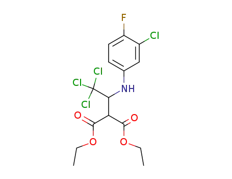Molecular Structure of 226881-97-6 (2-[2,2,2-trichloro-1-(3-chloro-4-fluoro-phenylamino)-ethyl]-malonic acid diethyl ester)