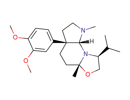 Molecular Structure of 99548-20-6 ((3aR,5aR,8S,9aR)-3a-(3,4-Dimethoxy-phenyl)-8-isopropyl-1,5a-dimethyl-decahydro-oxazolo[3,2-a]pyrrolo[3,2-e]pyridine)