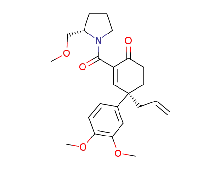 Molecular Structure of 911847-28-4 ((S)-4-allyl-4-(3,4-dimethoxyphenyl)-2-((S)-2-(methoxymethyl)pyrrolidin-1-carbonyl)cyclohex-2-en-1-one)