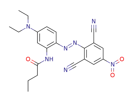 Molecular Structure of 75125-56-3 (N-[2-[(2,6-dicyano-4-nitrophenyl)azo]-5-(diethylamino)phenyl]butyramide)