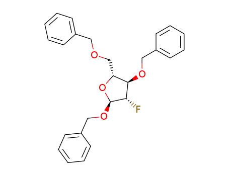 Molecular Structure of 80765-80-6 (BENZYL-3,5-DI-O-BENZYL-2-DEOXY-2-FLUORO-ALPHA-D-ARABINOFURANOSIDE)