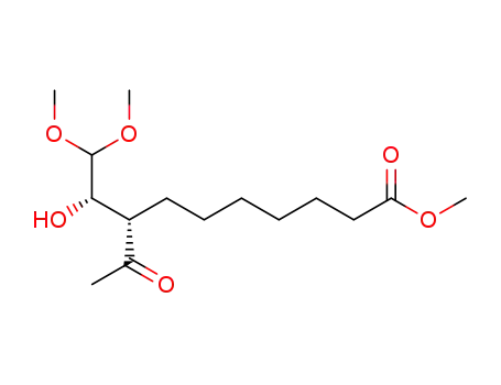 Molecular Structure of 63942-21-2 (Decanoic acid, 8-acetyl-9-hydroxy-10,10-dimethoxy-, methyl ester)