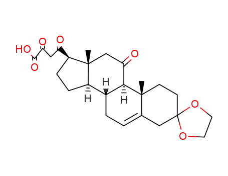 Molecular Structure of 82182-44-3 (<i>rac</i>-3,3-ethanediyldioxy-11,20,23-trioxo-21-nor-chol-5-en-24-oic acid)