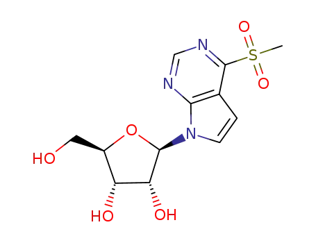 Molecular Structure of 120401-34-5 (4-(methylsulfonyl)-7-(β-D-ribofuranosyl)-7H-pyrrolo<2,3-d>pyrimidine)