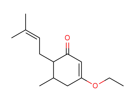 Molecular Structure of 138089-74-4 (3-ethoxy-5-methyl-6-(3-methyl-2-butenyl)-2-cyclohexen-1-one)
