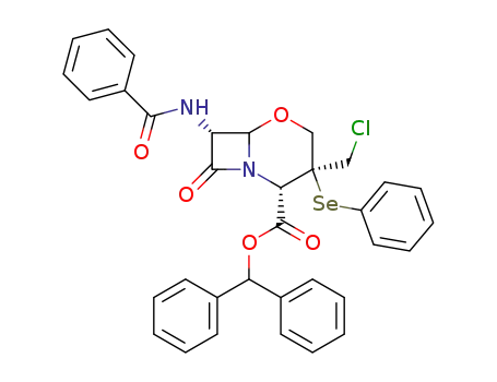 diphenylmethyl 7α-benzoylamino-3β-phenylseleno-3α-chloromethyl-1-oxacepham-4α-carboxylate