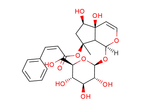 Molecular Structure of 19210-12-9 (b-D-Glucopyranoside,(1S,4aS,5R,7S,7aS)-1,4a,5,6,7,7a-hexahydro-4a,5-dihydroxy-7-methyl-7-[[(2E)-1-oxo-3-phenyl-2-propen-1-yl]oxy]cyclopenta[c]pyran-1-yl)