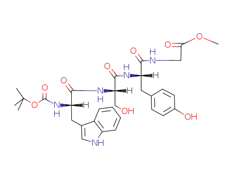 Glycine,
N-[N-[N-[N-[(1,1-dimethylethoxy)carbonyl]-L-tryptophyl]-L-seryl]-L-tyrosyl]-
, methyl ester