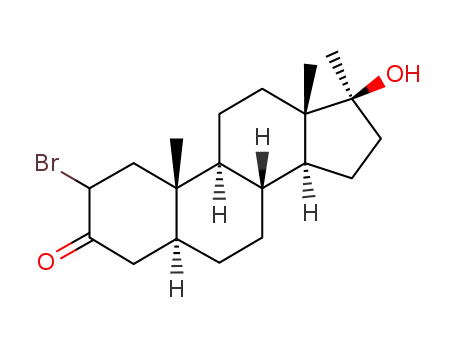 Molecular Structure of 74252-42-9 (2-bromo-17-alpha-methyl-5-alpha-androstan-17-beta-ol-3-one)