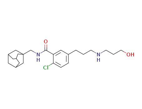 Molecular Structure of 345304-65-6 (N-(1-adamantylmethyl)-2-chloro-5-[3-(3-hy
droxypropylamino)propyl]benzamide)